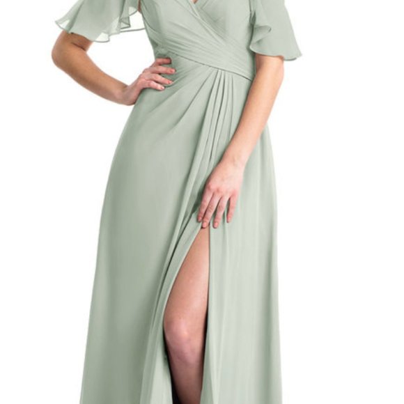 Azazie Dakota Bridesmaids Dress Color Silver Like Size 8 NWT - Picture 3 of 5